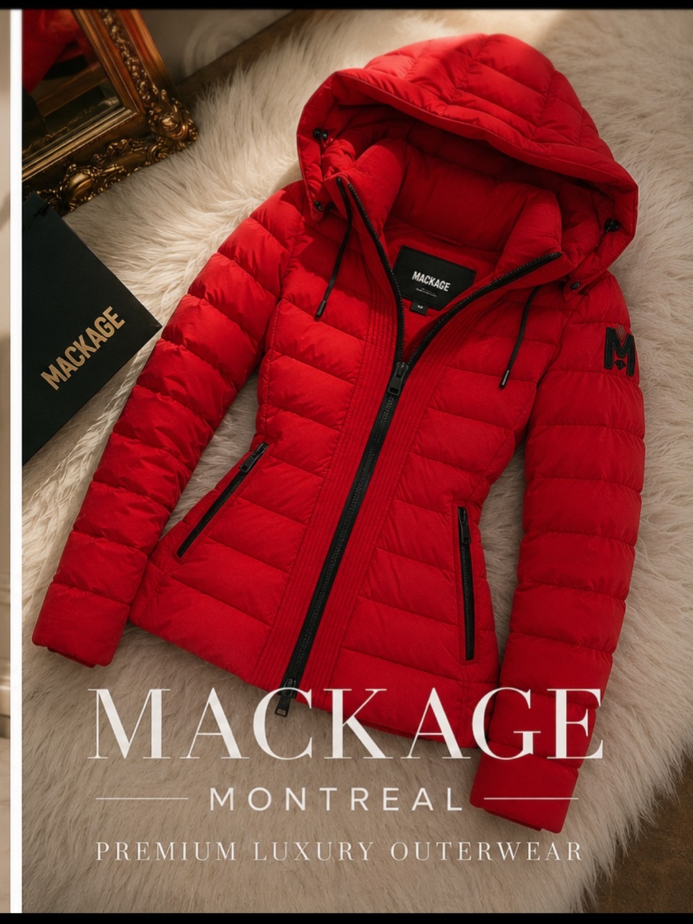 Mackage Red Quilted Down Puffer Jacket